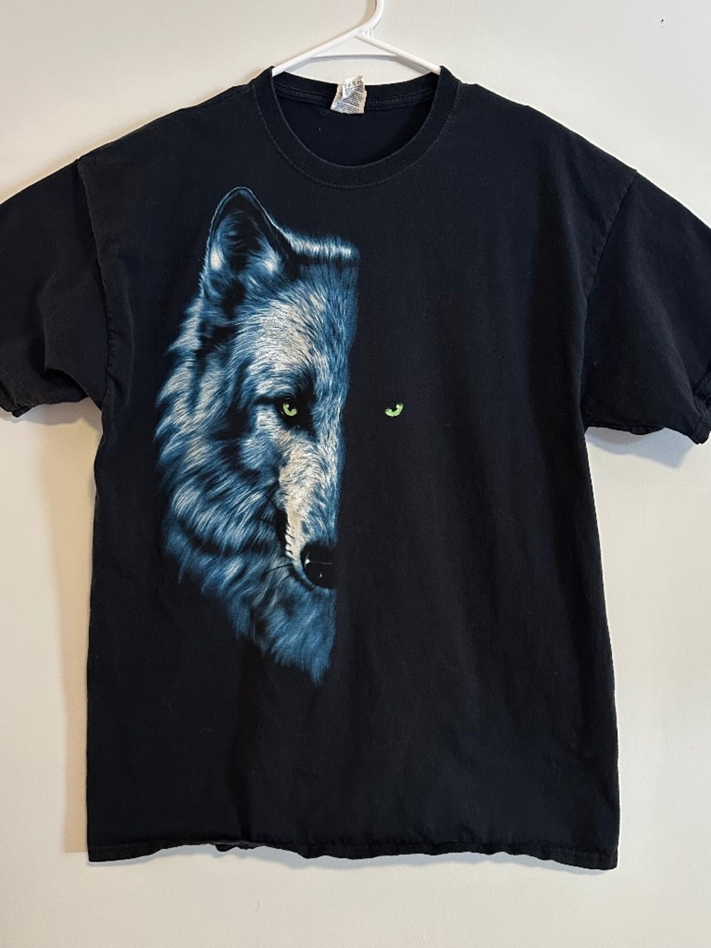 Wolf Gothic Graphic Print T-Shirt XL Black Halloween Y2K Short Sleeve